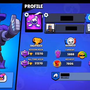 STAR SHELLY || 51K TROPHIES || 99 BRAWLERS || 45 MAX || 37 HYPERCHARGED || 18 BUFFIES || 308 SKINS || ACTIVE BRAWL PASS  - Image 3