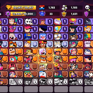 204 SKINS | 50.200 TROPHIES | 91 BRAWLERS | 8 HYPERCHARGE | 15 MAX | 33 PRESTIGE | 3 BUFFIES | 50K - Image 3