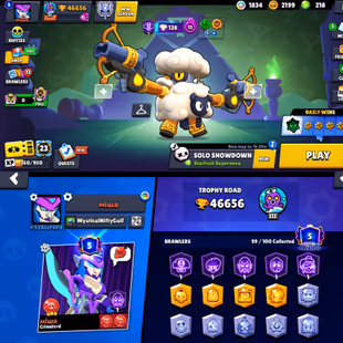 46.6k Trophies | 268 Skins | 99 Brawlers | 22 Max |2019 |218 gems| Instant Delivery - Image 1