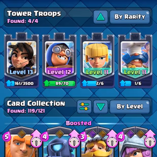 9K GEMS [] ARENA 20 [] TROPHY:7550 [] EMOTES:54 [] XP:40 [] CARDS:119 - Image 8