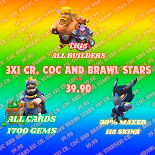 3x1 CR CoC and Brawl Stars accounts for 40 USD - Image 1