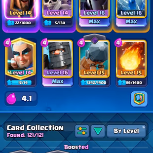 STACKED | XP-58 | 4 evo | | 9.1L+ GOLD | 700+ Gems | HTrophies: 10207| 121/121 Cards | | Arena 25 | 17 max card | 56 Rar - Image 6