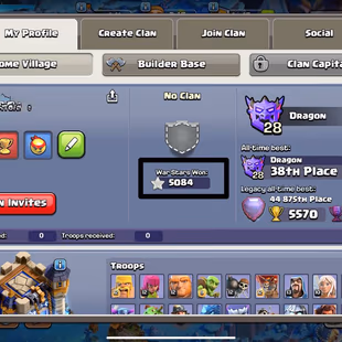 RARE🔥 5084 WAR STAR 💎 TOWNHALL 18 []30 EQUIPMENTS 258 XP  7K LEGEND - 100-100-90-75-50 HERO- RENAME 1K - TREE  - Image 4