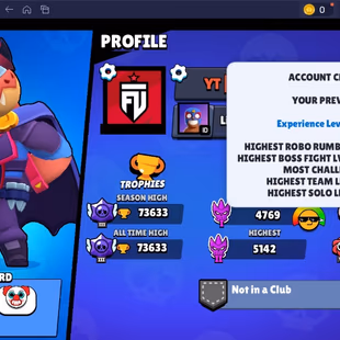 12 TITLES | 305 SKINS | 73.600 TROPHY | 99 BRAWLERS | 22 HYPERCHARGED | 26 MAXED BRAWLERS | 9 BUFFIES - Image 6