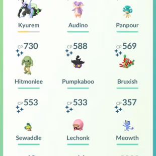 SHINY MEOWTH [] SHINY LEGENDARY KYUREM [] LEVEL 50 [] LEGENDARY 4 [] SHINY 12 [] POKEMON 34 [] RENAME AVAILABLE  - Image 4