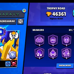 215 SKINS  89 BRAWLERS  24 HYPER CHARGE  29 MAX TOTAL  46361 TROPHIES  INSTANT DELIVERY  - Image 3