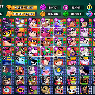 412 SKINS | 71.400 TROPHY | 101 BRAWLERS | 52 HYPERCHARGE | 53 MAX | 50 PRESTIGE | 9 BUFFIES - Image 3