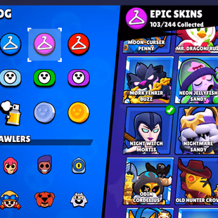 322 SKINS | 27 HYPERCHARGED | 72.681 TROPHIES | 98 BRAWLERS | 34 MAX BRAWLERS | 2 BUFFIES  - Image 2