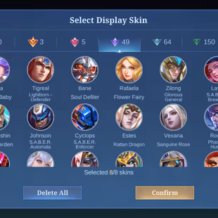 MLBB | 1K Naa | RECALL TAS TAS | LV 76 | TRANSFORMER ROGER + KARINA KOF + 11.11 X.BORG | 125 HEROES | 289 SKINS | MX EMB - Image 7