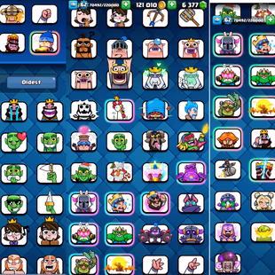 R472 | LVL62 | Cards: 24 Elite | 43 LvL 14 | 17 Evolved | 6377 gems | 8 Tower Skin | 85 Emotes | IOS And ANDROID - Image 4