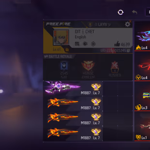 X261|Lvl 61|42 CHARACTER|153 COSTUME|GALAXIS SPORTS CAR|219 WEAPON(9 EVO+36 MYTHIC)|M1014 Scorpio Lv.4|M1887 Conqueror L - Image 3