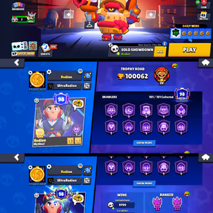 100k TROPHIES 🌟 ROYAL AGENT COLT 🌟 97 MAX POWER BRAWLER | 101 BRAWLER UNLOCK | 64 HYPERCHARGE | 409 SKIN | - Image 1