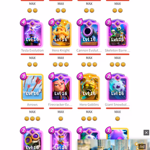 OG T-WER & EMOTES 8YR OLD ACCT EXCLUSIVE EMOTES LEVEL 87 54 TOWER SKINS 380 EMOTES 9 HERO CARD COLLECTION 73 MAX CARDS  - Image 8