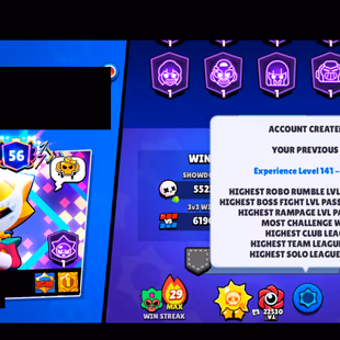 468 SKINS | 84.500 TROPHIES | 100 BRAWLERS | 51 HYPERCHARGE | 77 MAX | 56 PRESTIGE | 23 BUFFIES - Image 7