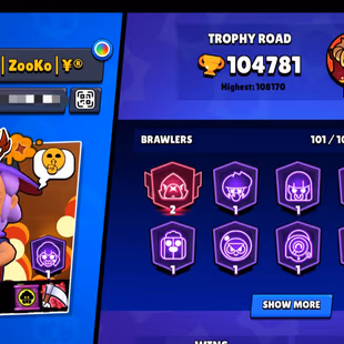 Master Ranked🌟 | 104K Trophies🏆 | 101 Brawler | 101 Maxed | 101 Hayper | 400 Skins | The More... - Image 5