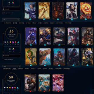 EUNE - Unranked - 59 Skin - Level 106 - OE 1600 - BE 11.5k - RP25 - Champion 94 - 4Shards - 1 Chest - Code1402 - Image 1