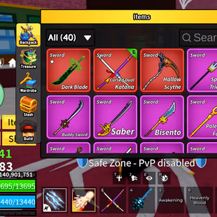 Blox Fruits Lv.2583 | Angel V4 | Kitsune + T-Rex + Mammoth + Dough + Tiger PERM | Dark Blade + CDK | 40 Swords | Electri - Image 3
