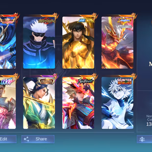 [IOS/ANDROID] CEL LVL 120 | 132 HEROES | 478 SKINS | MEGA 5 | COLLAB | GUSION LEGEND - JJK GOJO - HXH - CHOU GOLD - NEOB - Image 1