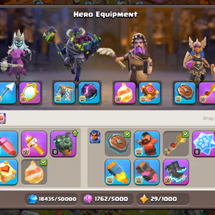 F1🔥 RAREST 6 HEROES MAX 🔥 TH-18 ALMOST MAX | 6.4K GEMS | 3 HELPERS MAX | 11X EPIC EQUIPMENT MAXED | WALLS DEF MAXED  - Image 8