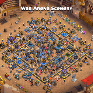 WAR ARENA SCENERY! TH18 BASE-MAX!! 246-XP NC-500!! HEROES 105-105-90-80-55!! STATUS! FB/MAX EB/MAX RS/MAX MM/23 GG/23 - Image 1