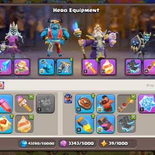 Th17 [13k-Gems]-[1400-Cwl Medel] | Hero-95-100-75-45 | Equipment-9-Epic Almost Max | XP-218 | Defence Wall Almost Max |  - Image 6