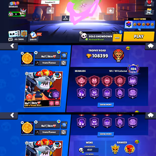 108k TROPHIES🌟2x PRO PASS🌟30x LEGENDARY SKINS | 42 MAX POWER BRAWLER | 101 BRAWLER UNLOCK | 33 HYPERCHARGE | 429 SKINS - Image 2