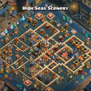 CHEAPEST 💎 HIGH SEA SCENERY 💎 TOWNHALL 17 - 85-91-51-70-45-2 HEROES [] GOOD EQUIPMENT [] 1576 GEMS [] 215 XP [] INSTAN - Image 1