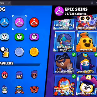 266 SKINS | 33 HYPERCHARGED | 70.039 TROPHIES | 96 BRAWLERS | 49 MAX BRAWLERS  - Image 6
