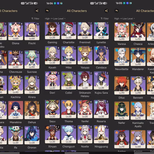 All Platform - EU - AR58 - 62 Character 18 5'Star - 7 Weapon 5'Star - Nefer - Varesa - Chasca - Arlecchino - Neuvillette - Image 5