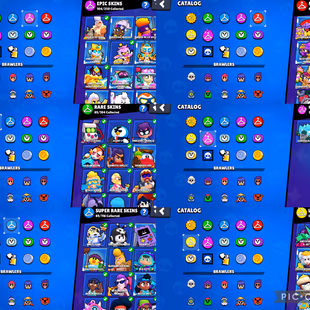 52.9K TROPHIES | 98 BRAWLERS | 54 MAX BRAWLERS | 52 HYPERCHARGES | 303 SKINS | 4 PRESTIGE | 16 BUFFIES - Image 3