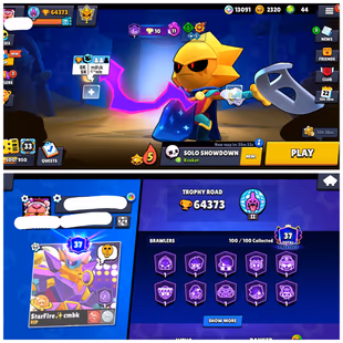 🏆 64.3K TROPHY 🏆 100/100 BR | 49 MAX [ 45 HYPERCHARGED ] | 301 RARE SKINS | 38 TITLES | 37 PRESTIGE  - Image 1