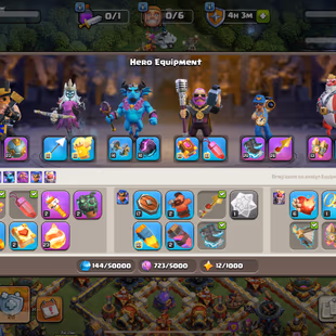 37 EQUIPMENT 💎 TOWNHALL 17 💎 92-95-67-70-42-2 HEROES [] 233 XP [] 1800 WWS [] 600 GEMS [] BH 10 [] CHEAP [] AVAILABLE - Image 6