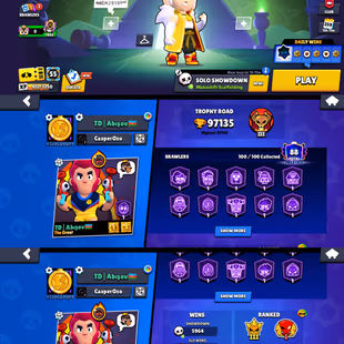 97k TROPHIES 🌟 SUPER LUXURY 🌟100 MAX POWER BRAWLER | 100 BRAWLER UNLOCK | 89 HYPERCHARGE | 413 SKIN | INSTANT DELIVERY - Image 1