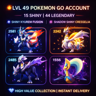 🎯TOP SHINYS KYUREM FUSION 👹| LVL 49- 15 SHINY- 44 LEGENDARY- SHINY RESHIRAM | SHADOW SHINY CRESSELIA | RARE COLLECTION - Image 2