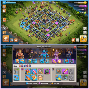 PREMIUM 14 [11K GEMS] | TH13 MAXED | HEROS 76-76-50-50-27 | 736 CWL | GOOD EQUIPMENTS | XP-141 | NC-FREE | DARK-BLUE WAL - Image 1