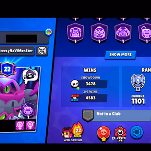 25 TITLES | 302 SKINS | 55.200 TROPHY | 100 BRAWLERS | 31 HYPERCHARGED | 43 MAXED BRAWLERS | 22 PRESTIGE | 7 BUFFIES - Image 6