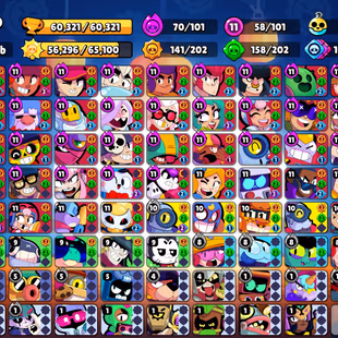 412 SKINS | 60.300 TROPHIES | 101 BRAWLERS | 46 HYPERCHARGE | 58 MAX | 22 PRESTIGE | 17 BUFFIES - Image 3