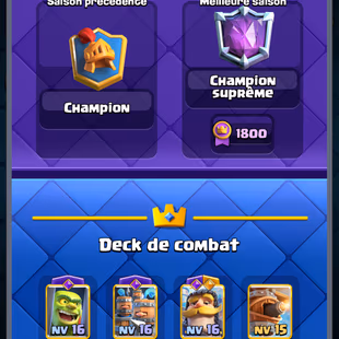 Level 76 | King Tower 16 l Trophies 12473 l 15 Cards lvl16 40 Cards lvl15 All Cards at least lvl14 l 28/39 Evolutions - Image 2