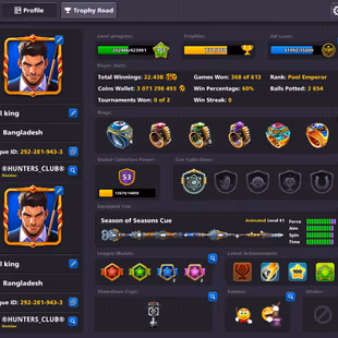 PREMIUM CUES MAX ACCOUNT | Level 153 | 3 Billion Coins | 16 Legendary Cues | CCP 53 | Fresh Account - Image 1