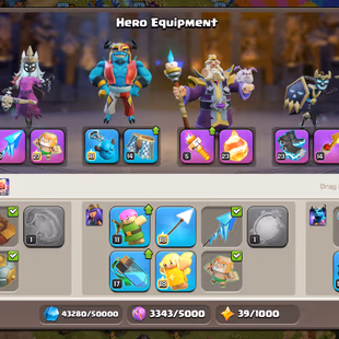 Th17 [13k-Gems]-[1400-Cwl Medel] | Hero-95-100-75-45 | Equipment-9-Epic Almost Max | XP-218 | Defence Wall Almost Max |  - Image 5