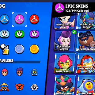 322 SKINS | 27 HYPERCHARGED | 72.681 TROPHIES | 98 BRAWLERS | 34 MAX BRAWLERS | 2 BUFFIES  - Image 6