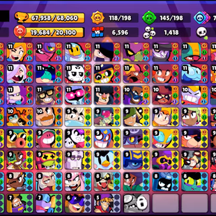 19 TITLES | 334 SKINS | 68.000 TROPHY | 98 BRAWLERS | 31 HYPERCHARGED | 33 MAXED BRAWLERS | 1 BUFFIES - Image 4