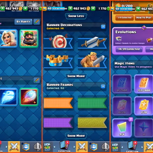 🎯ARENA-27 KT-15 LV 60 👹SUPER 13 KT SKINS | EMPEROR KING BALLOON EMOTE | ALMOST MAXED CARDS 11K TROPHIES INSTANT DLVR  - Image 6