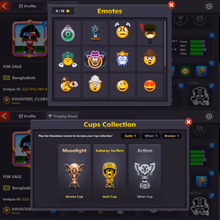 27.4B COINS ACCOUNT | Level 341 | 17 Legendary Cues | Rare Yome Avatar | Final Warning | Miniclip PW Change Unlimited - Image 3