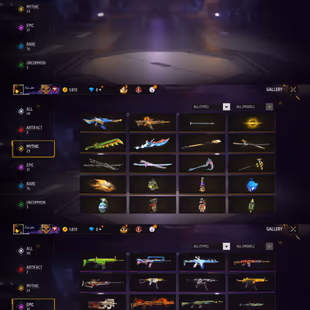 iOS/Android - Server MENA - Level 58 - Set 49 - Emote 19 - Weapon 141 -Artifact 2 - Mythic 23 - Epic 37 - Code1470 - Image 4