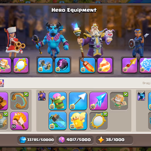 TH 18 ! 40K Gems ! 3 Hero Max ! All Epic Equipment ( 9 Epic Max ! War Arena Scenery ! Near Max Profile ! Namechange 500  - Image 6