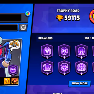 290 SKINS | 59.100 TROPHIES | 101 BRAWLERS | 19 HYPERCHARGE | 24 MAX | 25 PRESTIGE | 15 BUFFIES - Image 5