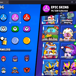 266 SKINS | 33 HYPERCHARGED | 70.039 TROPHIES | 96 BRAWLERS | 49 MAX BRAWLERS | 3 BUFFIES  - Image 8