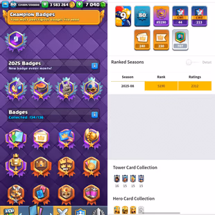 US Local | KT 16 | 21 Level 16 Cards n 121 Elite Cards | 42 Tower Skins | 240 Excluisve Emotes | Cool Banners | 38 Evos  - Image 3