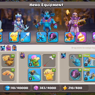 PREMIUM TH 17 | XP 152 | 1 NC | 3 EPIC EQUIP | 51-61-45-34-17 | 1 BOOK 1 RUNE | LEG KING SKIN | QUEEN SKIN - Image 5